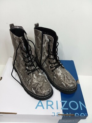 ARIZONA women's QUEEN  boots shoe 7.5 NEW black snake textil upper lace up zip