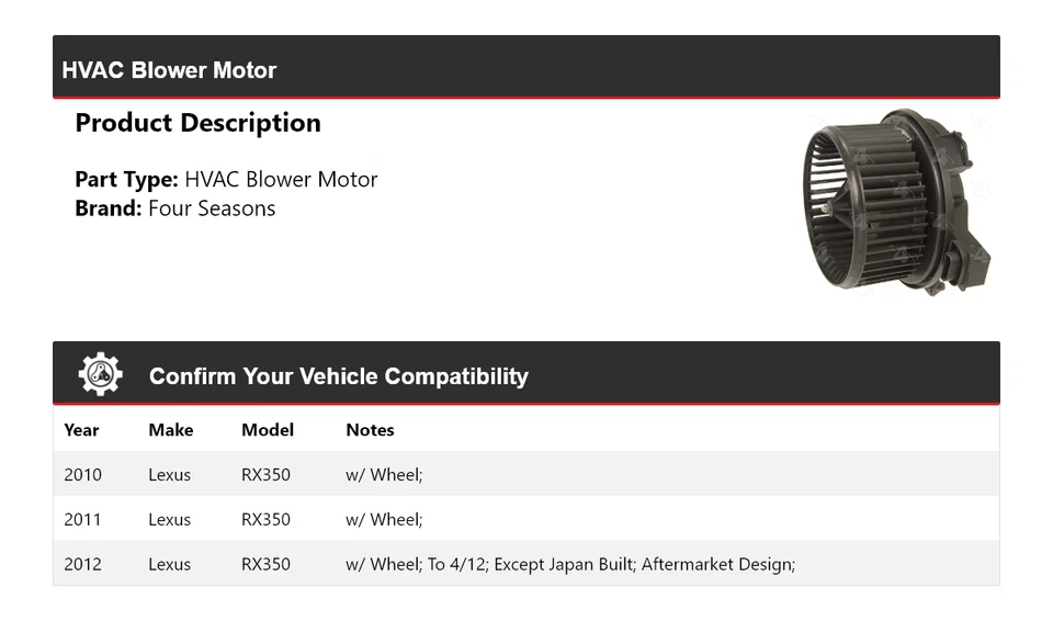 Motor soplador de climatización para Lexus RX350 2010-2012 4 estaciones 2011 Foto 2 de 4
