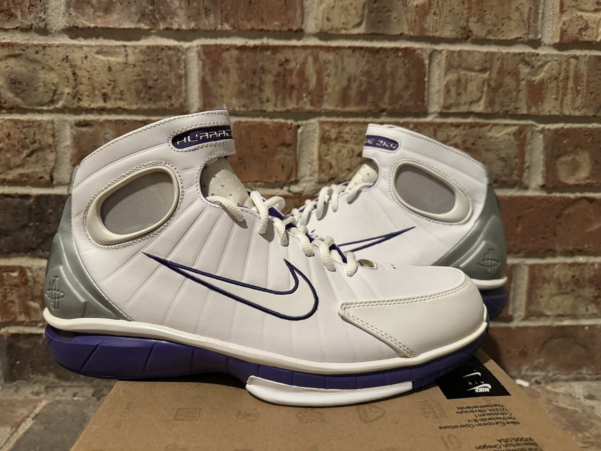 New 10.5 Nike Air Zoom Huarache 2K4 White Silver Pro Purple Kobe