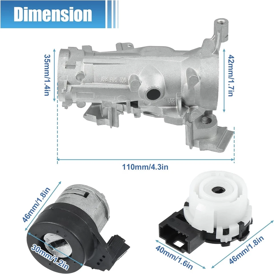 NEW IGNITION STARTER SWITCH STEERING LOCK BARREL FOR VW CADDY MK3 EOS GOLF MK5 - Image 3 of 4