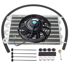 7" Cooling Fan & 15-1/2" Aluminum Transmission Oil Cooler Radiator Kit Universal