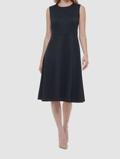 Tommy Hilfiger Women's Blue Textured Zippered Sleeveless Midi Dress Size 12