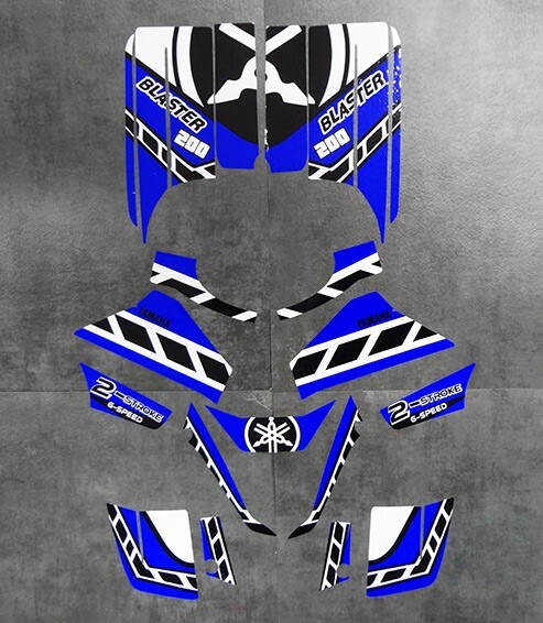 Yamaha Blaster Blue/White Decals 200 Stickers Quad Graphics 19pc