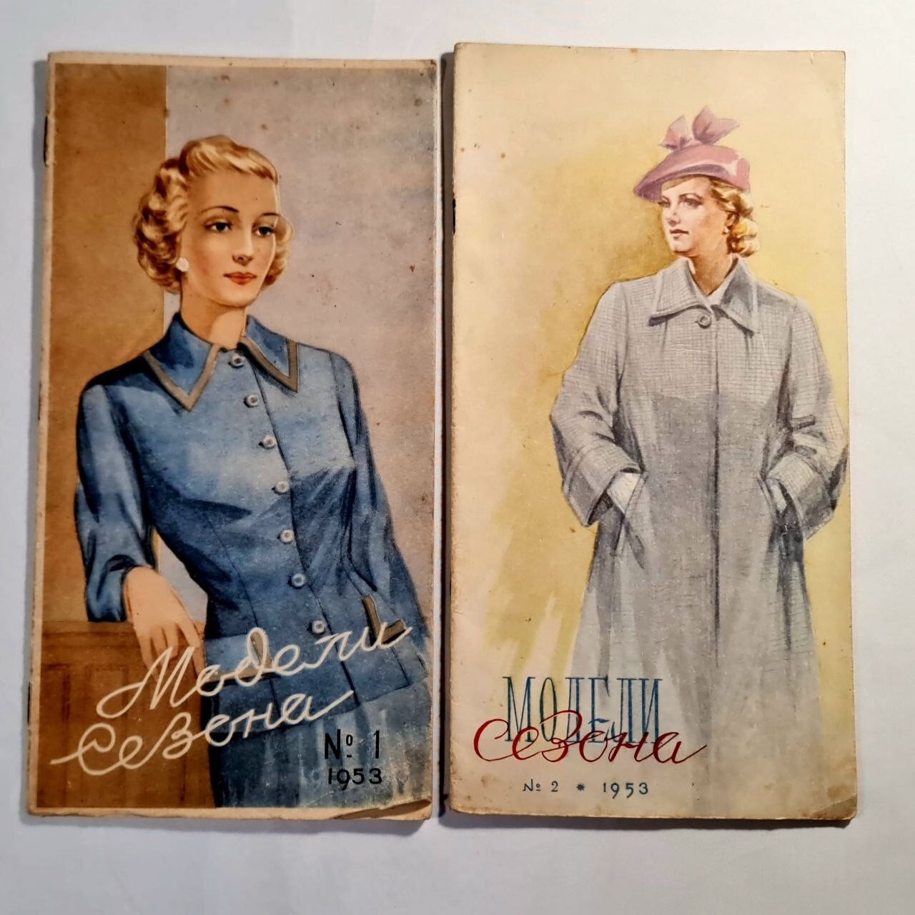 1953 Soviet Magazine Fashion Models Dress Blouse MODA Vintage Retro Lot of 2