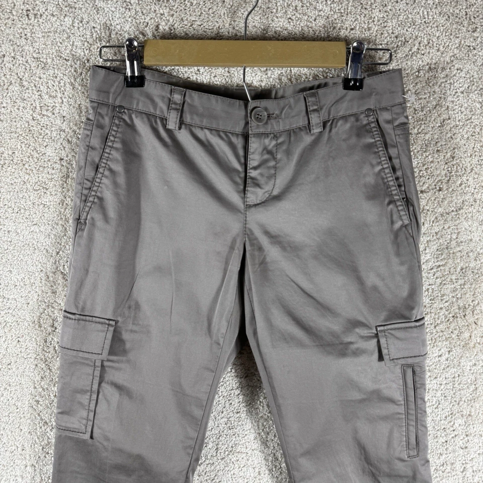 Pantalones Club Monaco Pierna Recta Carga Bolsillo Mujer Talla 2 Gris Tiro Medio Algodón Foto 3 de 4