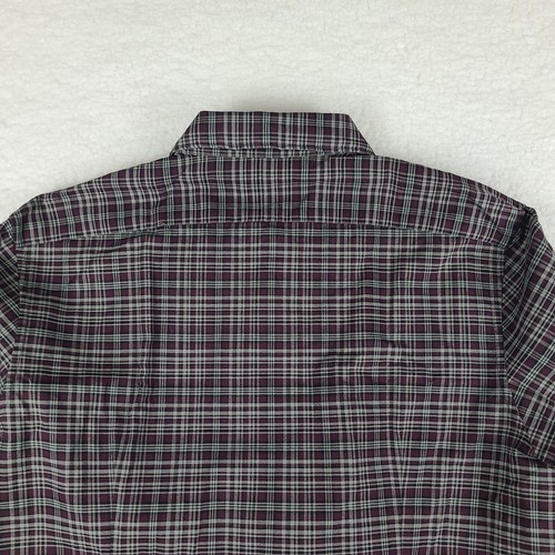 John Varvatos Shirt Mens Large Black Purple Plaid Multi Color Dress Button Up - Picture 9 of 12
