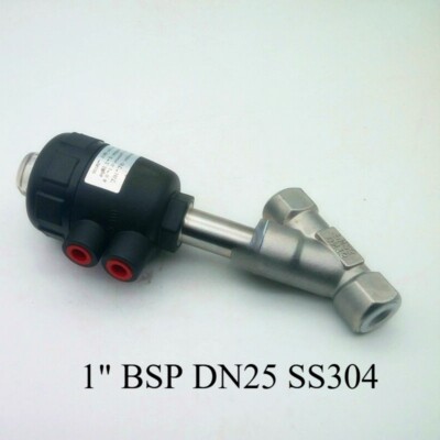 Single Acting Air Actuated Angle Seat Valve Normally Closed 1'' BSP DN25 SS304