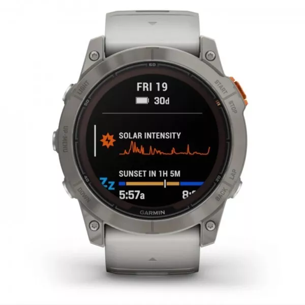 Garmin fenix 7X Pro Sapphire Solar Titanium with Gray Orange Band