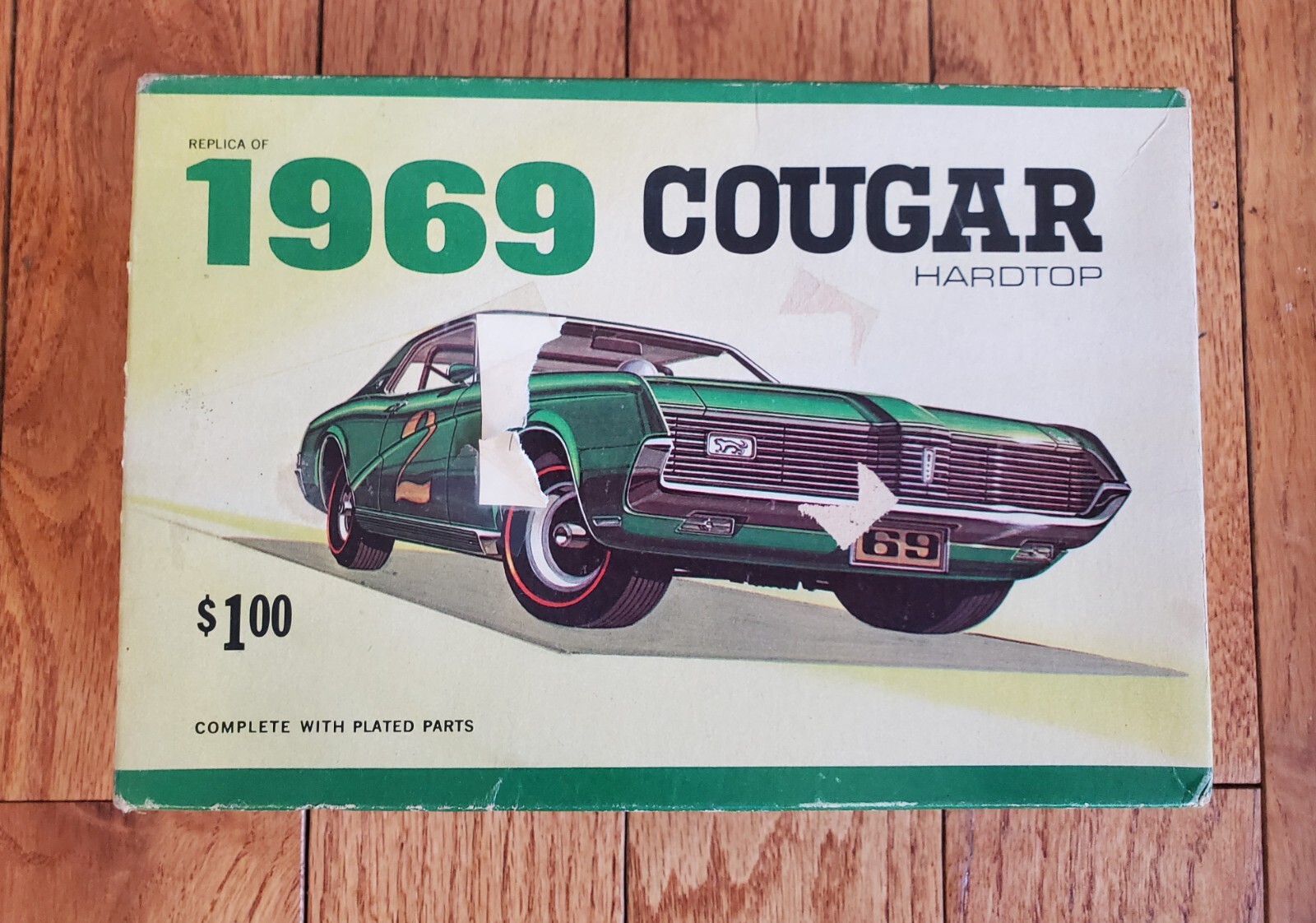 VINTAGE 1969 COUGAR XR7 MODEL KIT PALMER PLASTICS INC BROOKLYN NY (BOX