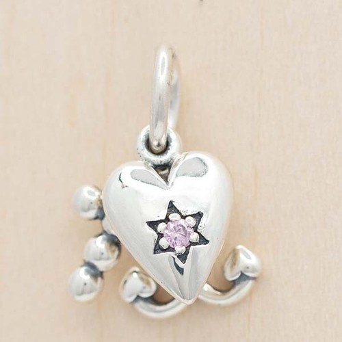 Pandora Charm 791120czs Faith Hope and Charity Fancy Pink Pendant W Tag & Suede - Picture 5 of 7