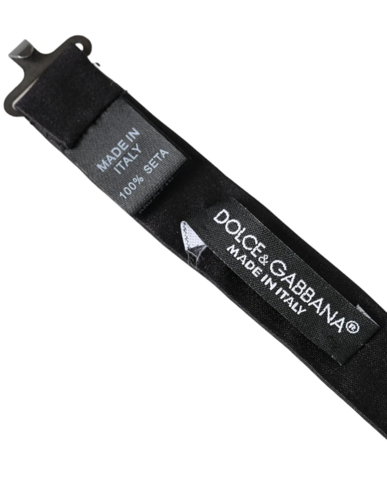Pajarita DOLCE & GABBANA Gris Oscuro 100% Seda Cuello Ajustable Hombres Papillon 150usd Foto 3 de 4