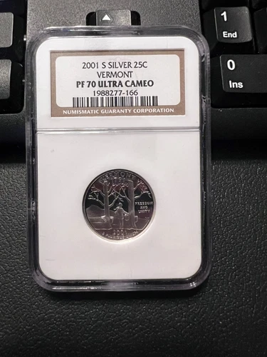 2001-S SILVER Washington Quarter Vermont 25C NGC PR70 ULTRA CAM