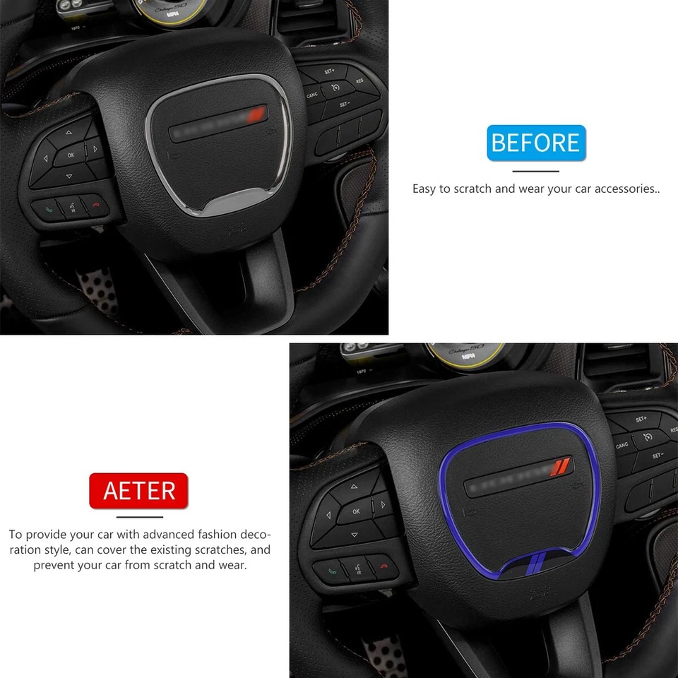 Cubierta de volante Auovo para Dodge Charger Challenger 2015-2023 azul Foto 2 de 4