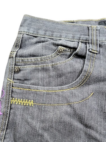 Vtg Y2K Red Ape Baggy Skater Grunge Jeans Mens 36x30 Embroidered Sacred Rare - Afbeelding 14 van 17