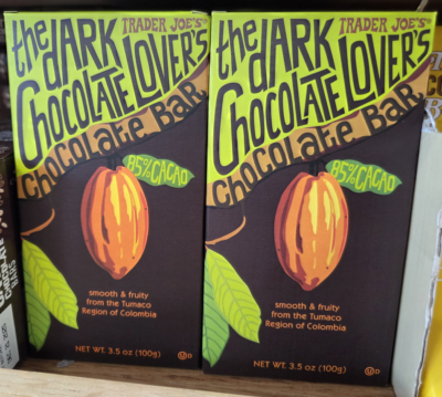Trader Joe's 85% CACAO Dark Chocolate Lovers 3.5oz 100g (2 Bars