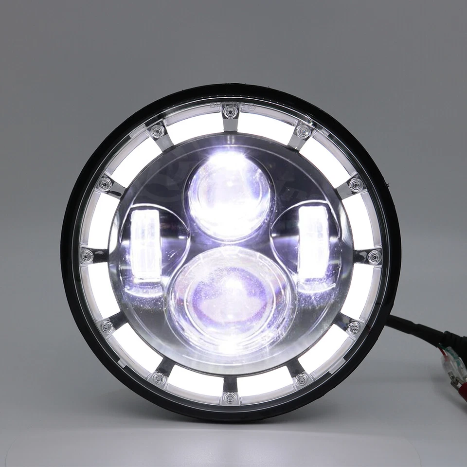 Faro LED cromado de 7" + luz de paso antiniebla de 4,5" para Honda Shadow VXL Sabre 110 Foto 2 de 4