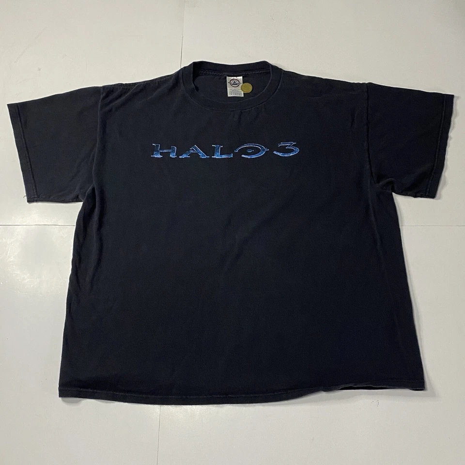 Camiseta Negra Vintage Y2K Halo 3 Logo Burbuja XL XG TG Original RARA Foto 3 de 4
