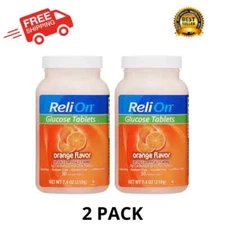 ReliOn Glucose Tablets, Orange Flavor, 50 Count, Pack of 2