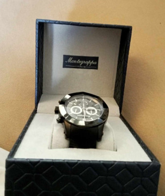Montegrappa NeroUno Chrono Analog Schwarz Uhr mit Original Gehäuse