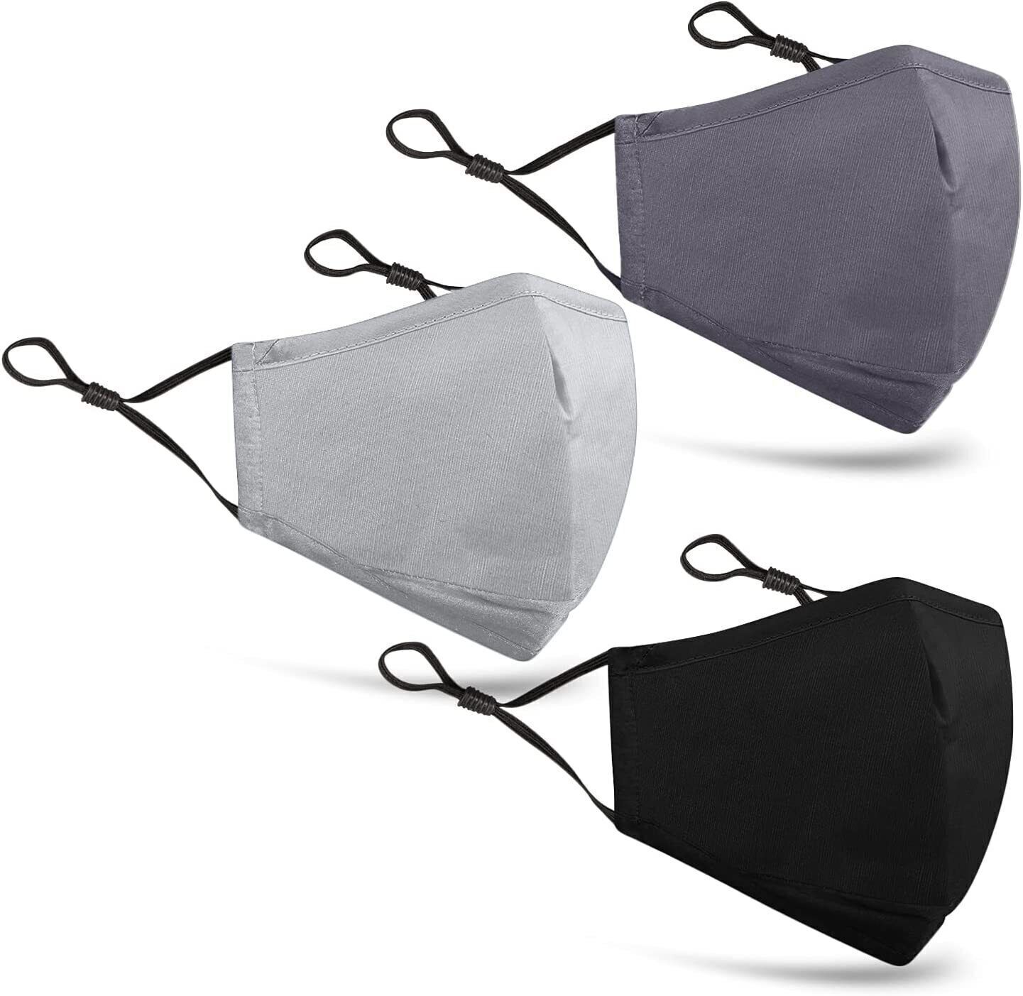 4PCS Unisex Cotton Face Masks Reusable Washable 3 Layers Comfortable