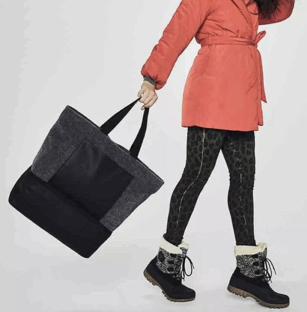 DSW Gray Felt Weekender Large Tote Overnight Travel Bag Shoe