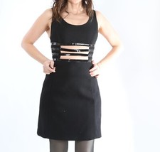 Michael Kors Collection Black Patent Leather Cutout Corset Mini Dress Italy Sz 6