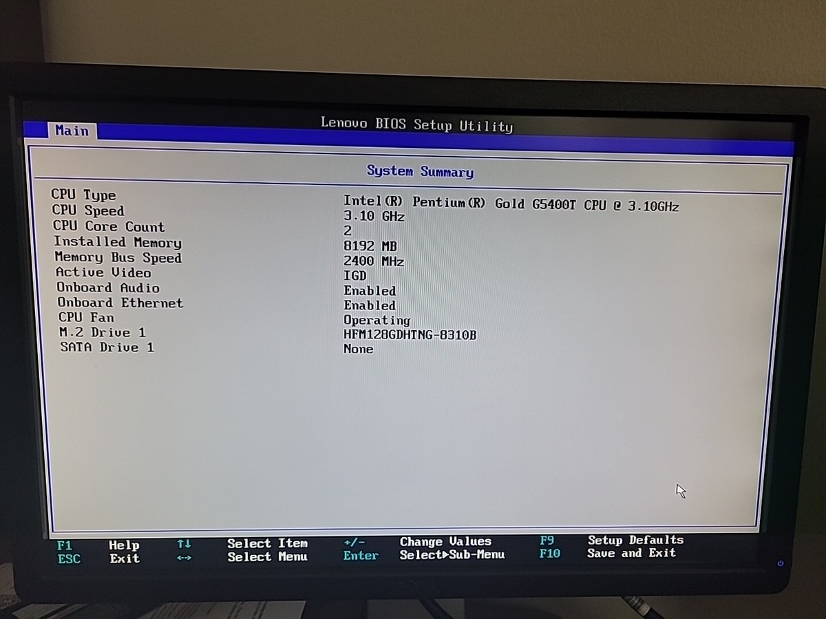 Lenovo ThinkCentre M720q Intel Pentium G5400T@3.10GHz 8GB RAM