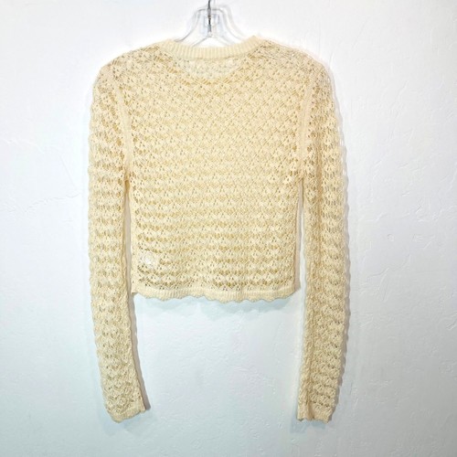 ASTR The label Baley Crochet Crema Crop Top Talla S Punto Abierto Manga Larga - Imagen 8 de 11