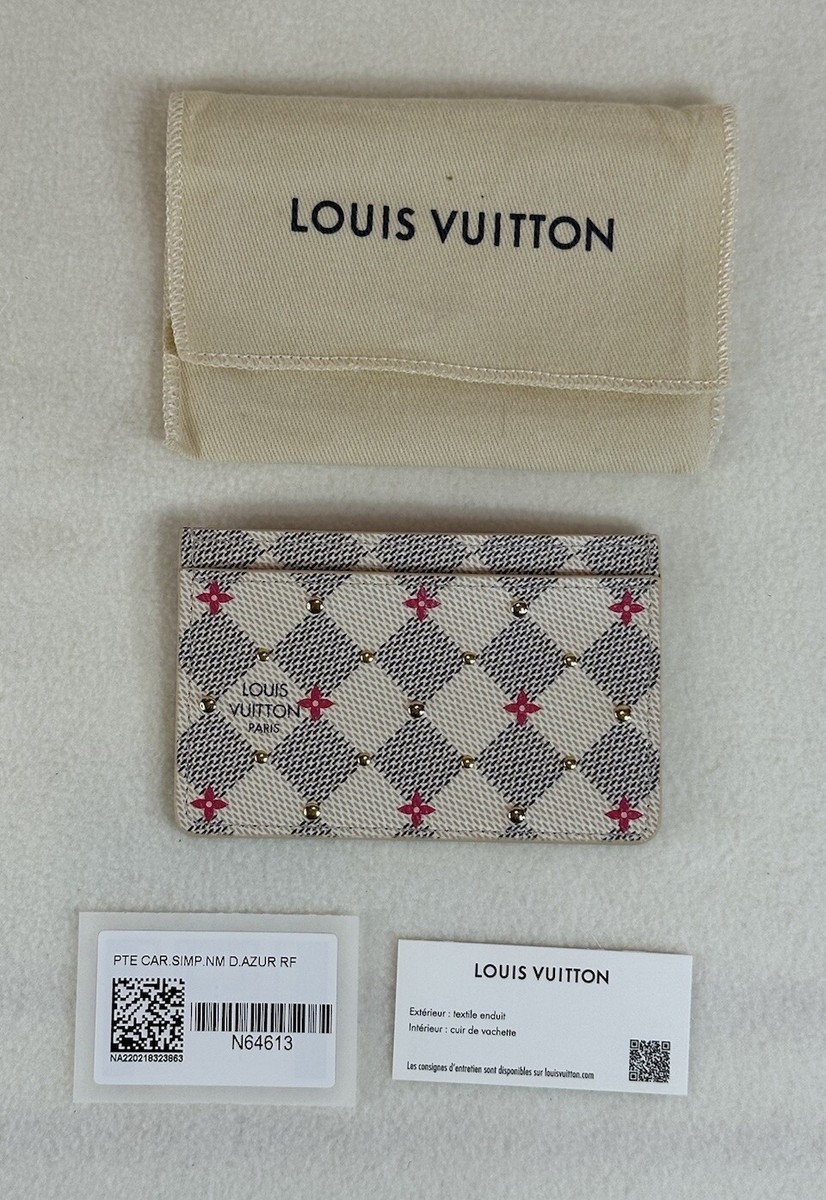 Louis Vuitton Damier Azur Studded Flower Card Holder N64613 Box