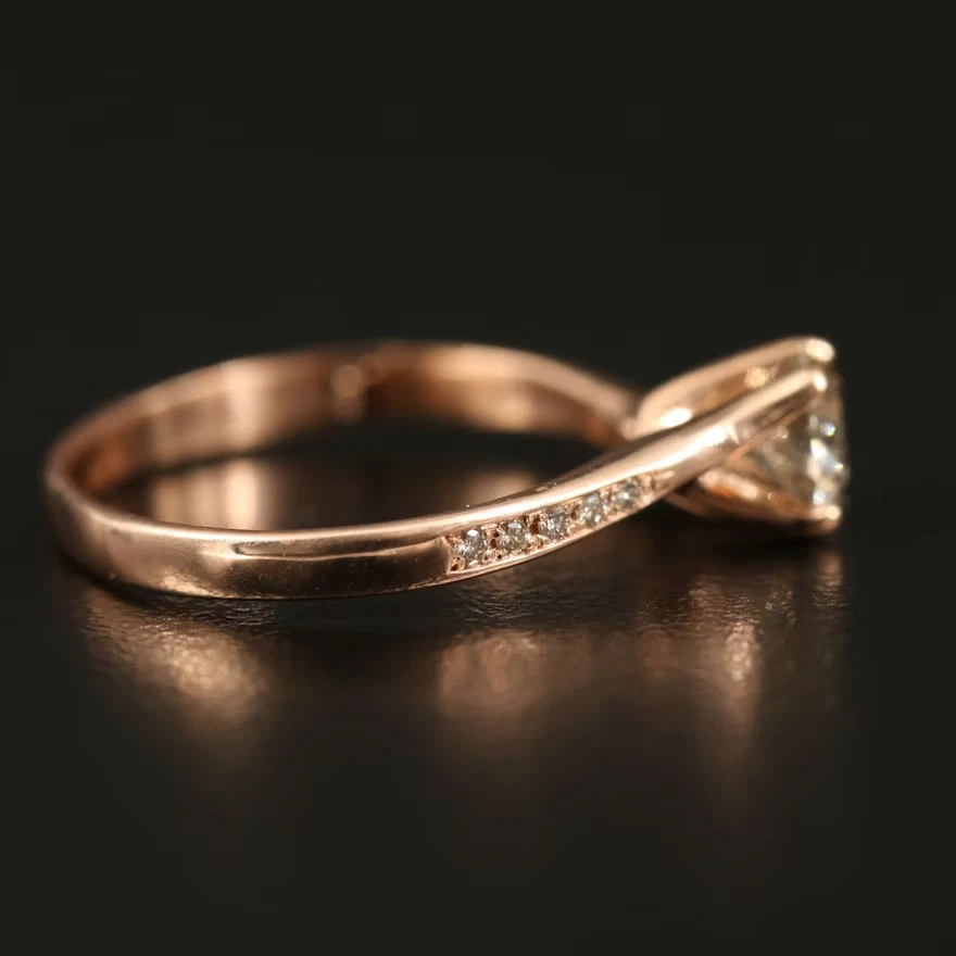 14K Rose Gold Diamond Bypass Ring - Image 3 of 4