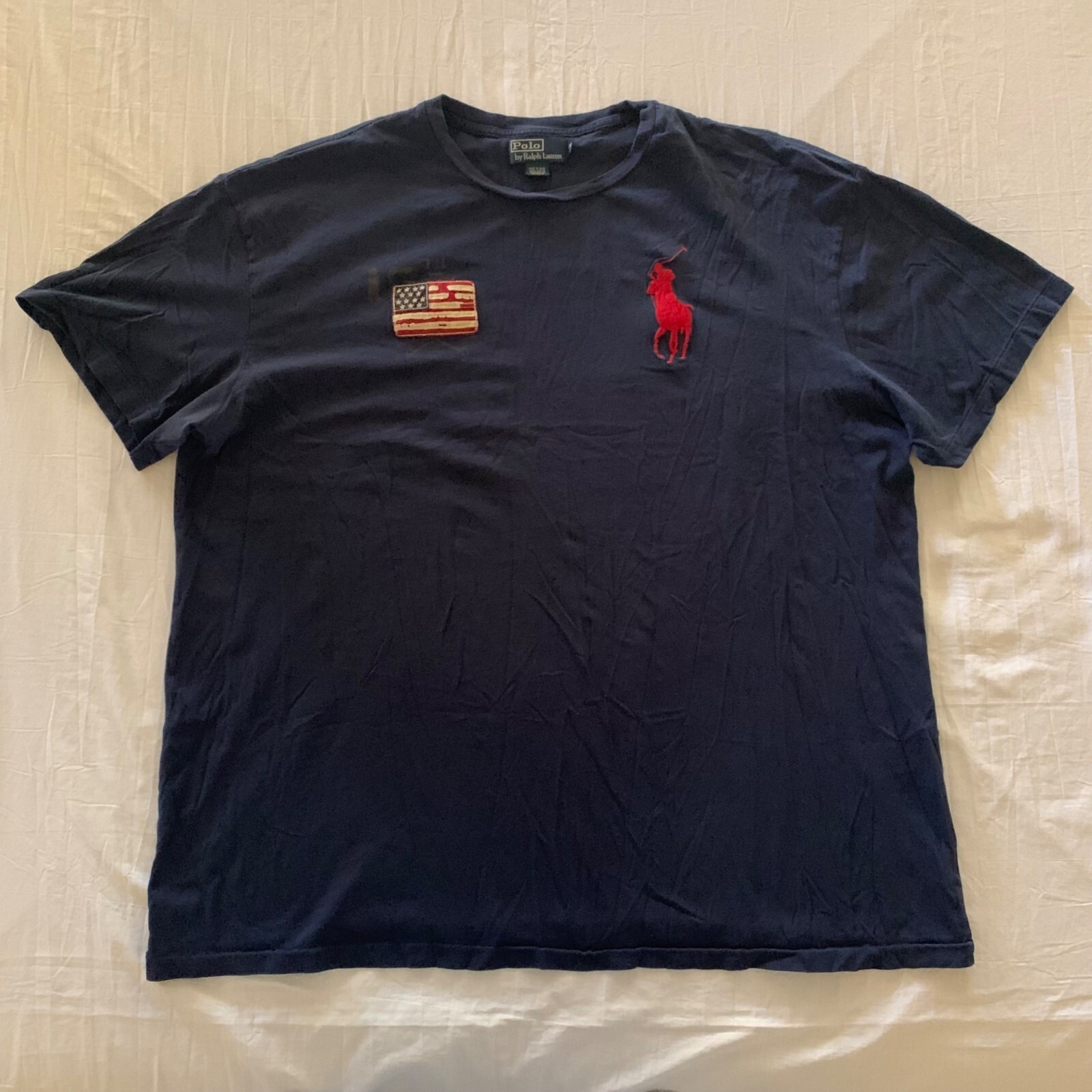 Polo Ralph Lauren blu navy grande pony girocollo camicia uomo 2XB