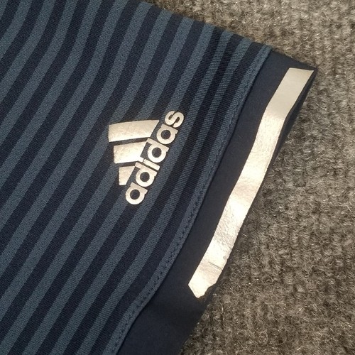 Adidas Polo Golf Shirt Blue Striped Short Sleeve Tennis Climachill Men’s 2XL - Picture 9 of 15