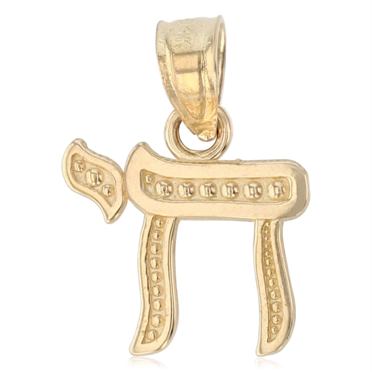 14K Yellow Gold Jewish Hebrew Word Chai Sign of Life Pendant for