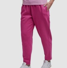 Reebok Women Pink Cotton Logo Active Mid-Rise Tapered Sweatpants Pants Size: L