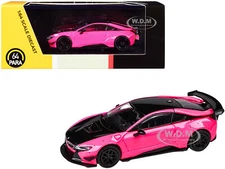 BMW i8 LIBERTY WALK HOT PINK & BLACK 1/64 DIECAST MODEL CAR BY PARAGON PA-55150