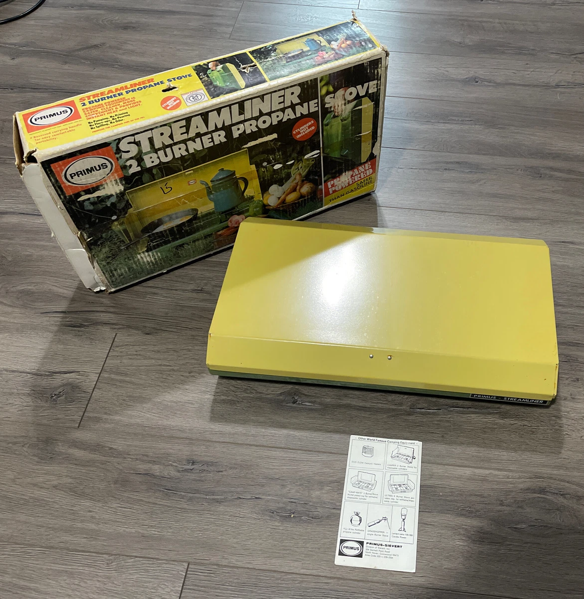 PRIMUS 2393 Streamliner Propane Camping Stove Vintage With Box Yellow | eBay