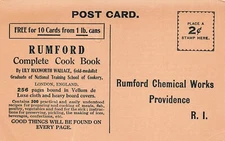 Providence RI Rumford Chemical Works Advertising Cook Book Recipes Postcard C2