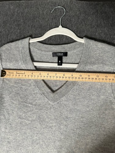 $178 AQUA CASHMERE 100% Cashmere Women's Small Soft Knit Sweater Gray Ribbed - Picture 9 of 9