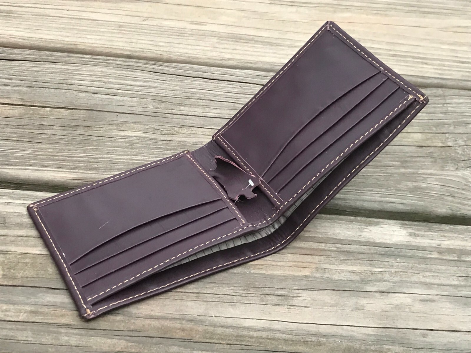 Men's Brown Genuine Leather Bifold Card Holder Wallet Handmade-image