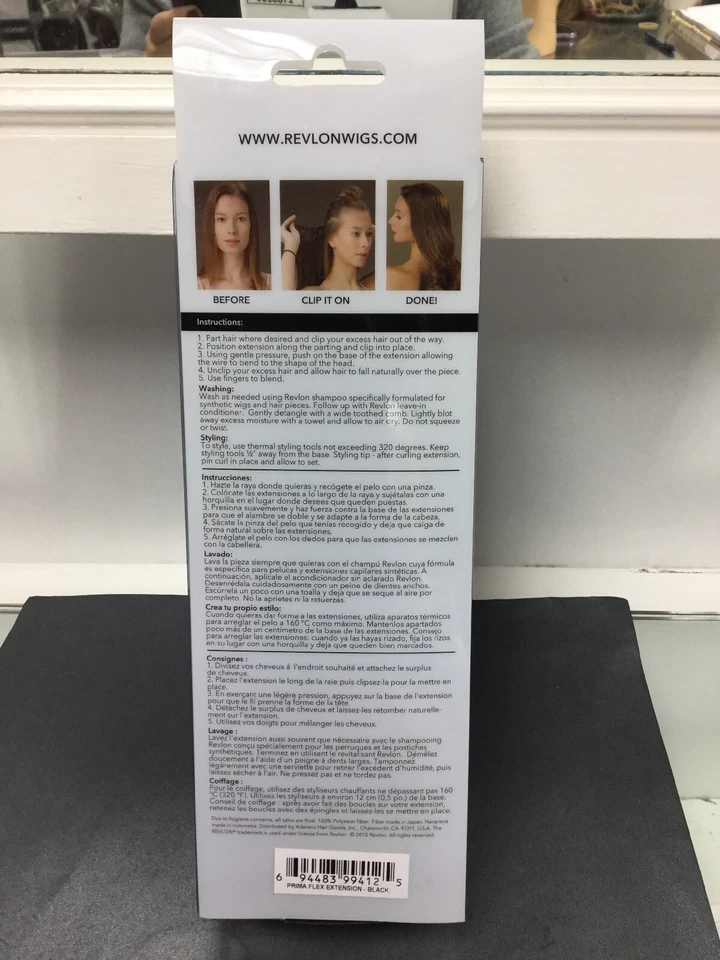 Extensión de cabello con clip HD REVLON PRIMAFLEX 18", negra VENTA DE CIERRE Foto 3 de 3
