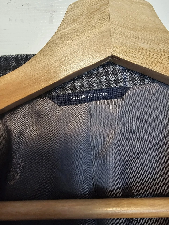 Blazer Lauren Ralph Lauren Sport Coat 50 cinza azul xadrez lã  - Imagem 2 de 4