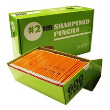 600 Pack Pre-sharpened #2 Pencils with Erasers ? Bulk Yellow Woodcase HB Lead...