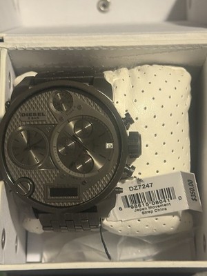 Diesel Mr Daddy Oversized Chronograph Watch DZ7247 4 Time Zone 3 Bar Gun Metal