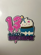 Happy 13th Birthday Scrapbook Title Handmade Paper Pieced Die Cut 13