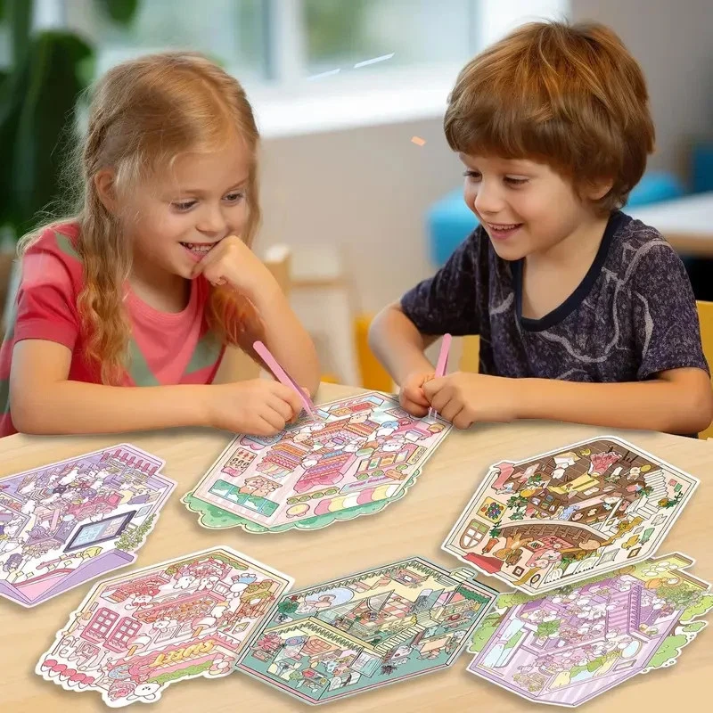 DIY 3D Sticker Szene 6 Sets Aufkleber für Mädchen Machen Sie Ihre eigene Mini Zimmer Szene - Bild 2 von 4