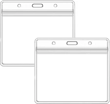 10 Packs Extra Thick Horizontal ID Card Name Tag Badge Holder w/Waterproof Zip