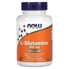 Now Foods L-Glutamine 500 mg 120 Veg Capsules GMP Quality Assured, Vegan,