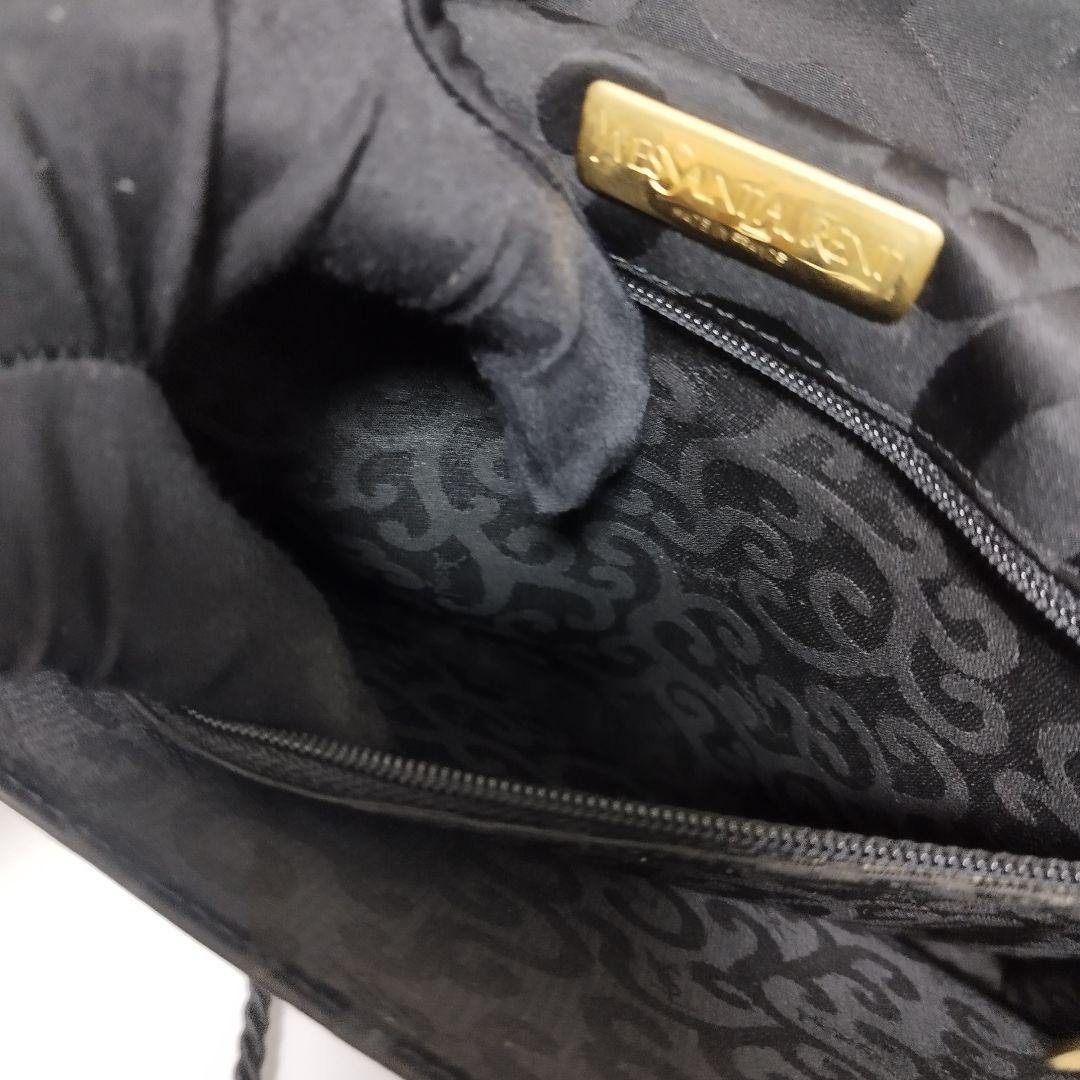 YVES SAINT LAURENT Nylon Leather Shoulder Bag Black Arabesque Fringe Classic thumbnail 11