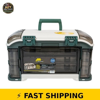 Plano Angled Fishing Tackle Box Storage System - Green / Tan