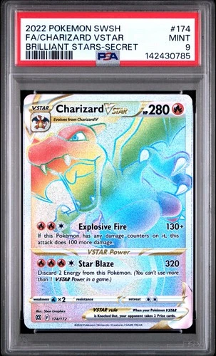 2022 POKEMON SWORD & SHIELD BRILLIANT STARS #174 FULL ART/CHARIZARD VSTAR PSA 9